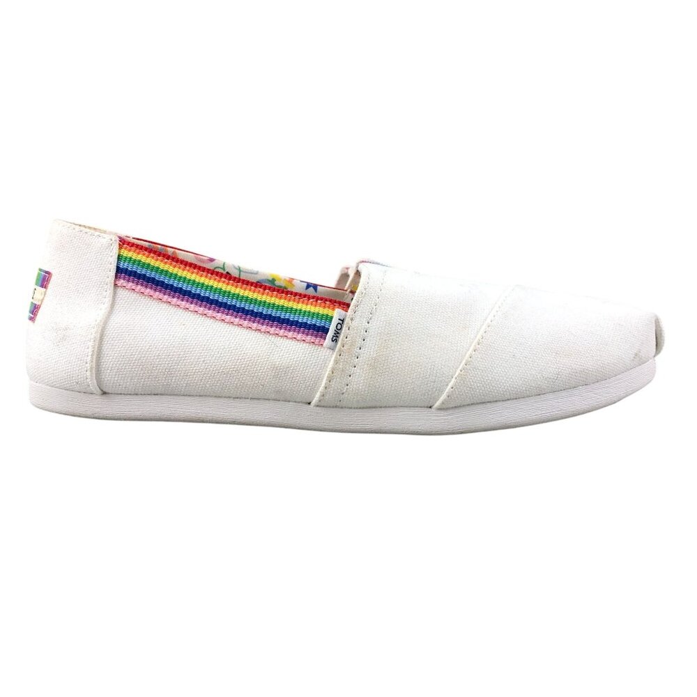 Toms Women's Size 8 Pride Alpargata Unity White Canvas Slip On Casual Shoes